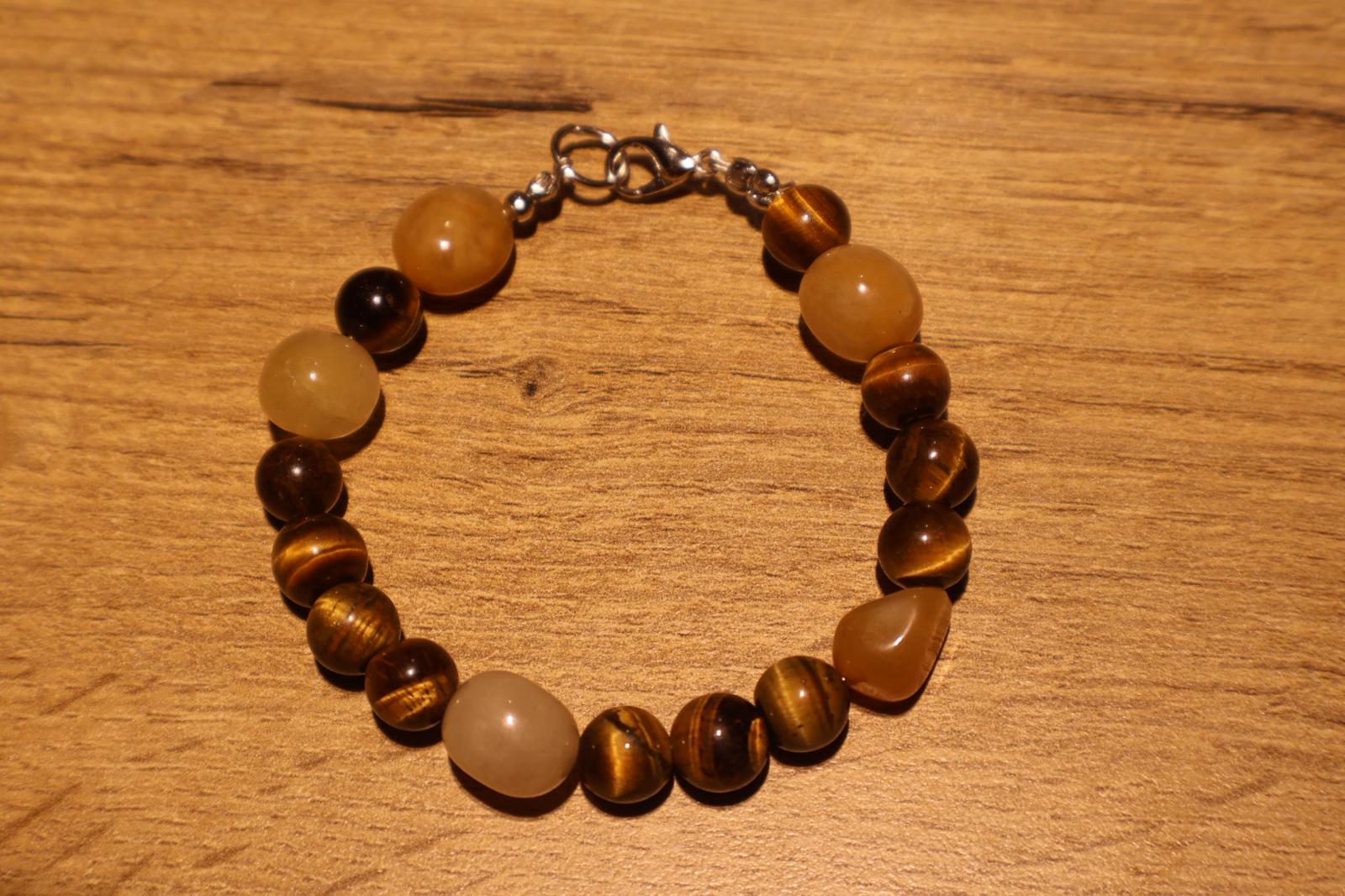 FIONA Yellow Aventurine Brown Tiger's Eye Gemstone Bracelet