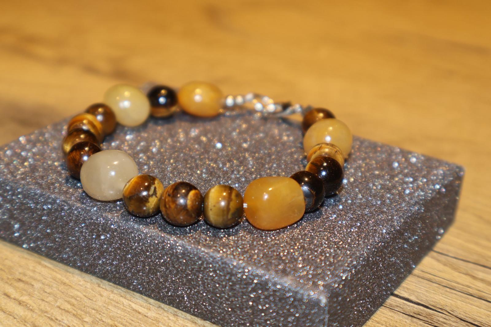 FIONA Yellow Aventurine Brown Tiger's Eye Gemstone Bracelet