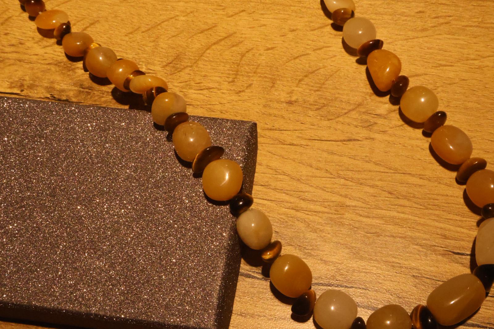 FIONA Yellow Aventurine Brown Tiger's Eye Gemstone Necklace