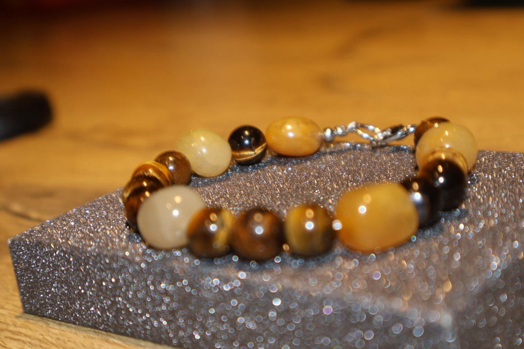 FIONA Yellow Aventurine Brown Tiger's Eye Gemstone Bracelet