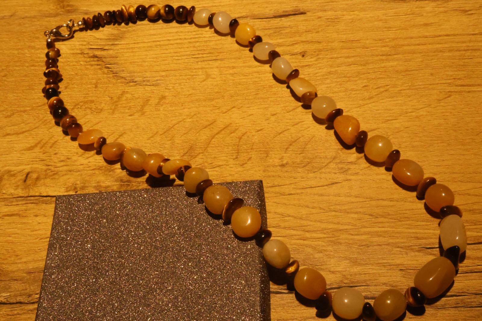 FIONA Yellow Aventurine Brown Tiger's Eye Gemstone Necklace