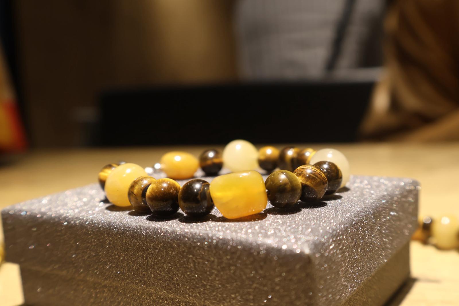 FIONA Yellow Aventurine Brown Tiger's Eye Gemstone Bracelet