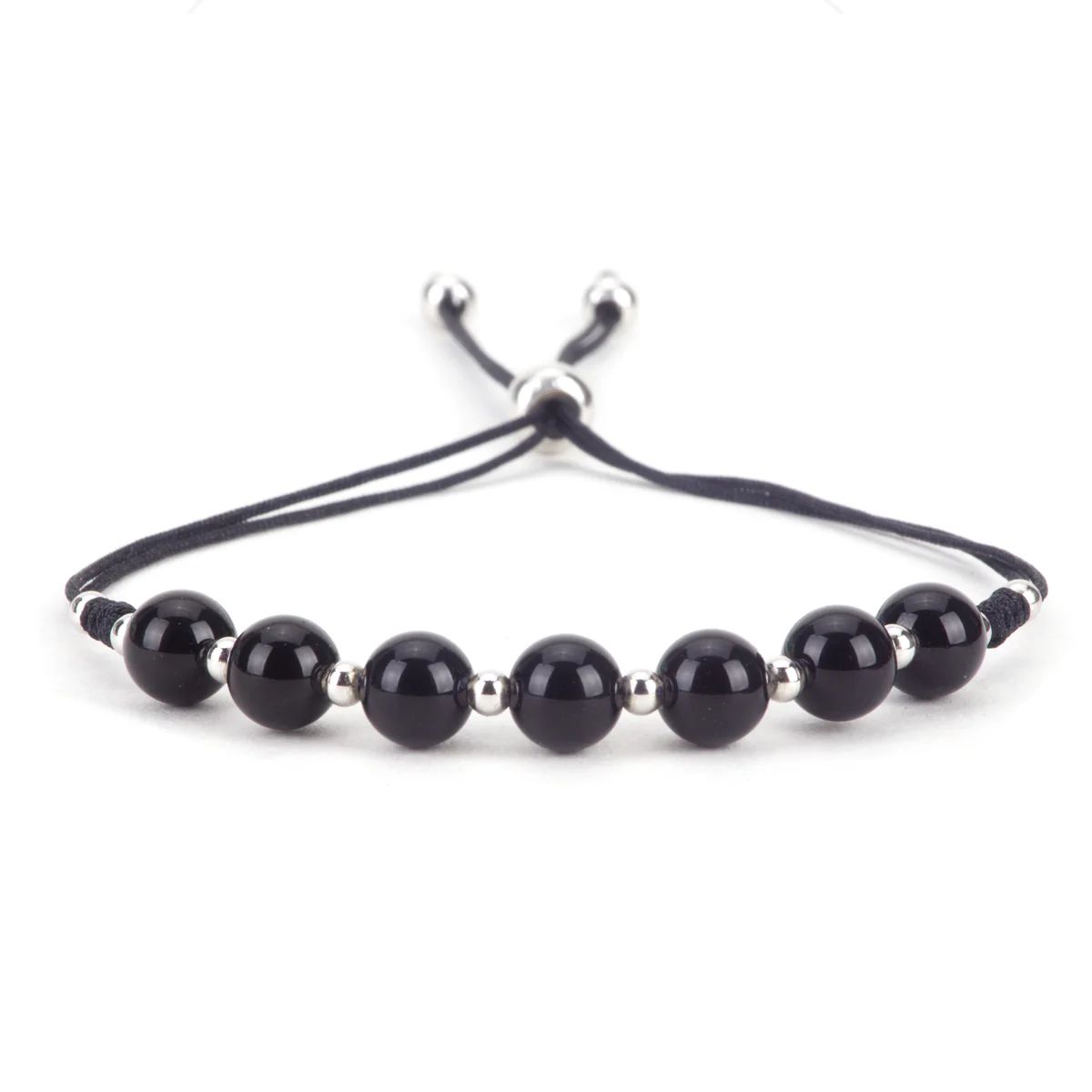 Black Onyx Nylon Coded Gemstone Bracelet